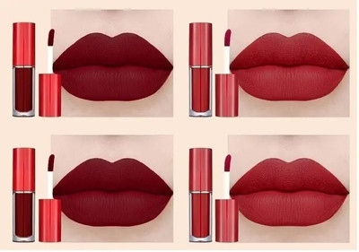 THTC Water Proof Long Lasting Liquid Matte Mini Lipstick Set of 4 Red Edition(multicolor, 7.6 g)