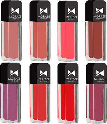 MORAZE Professionally Forever Matte Liquid Lip Colour Combo Pack Of 8(Multicolor, 9.6 ml)