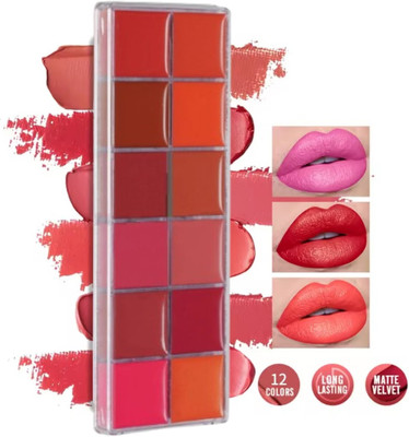 SEUNG 12 Color Lip Gloss Palette, Creamy Texture Lipstick Pigment-Rich Formula(Multicolor, 12 g)