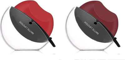 MISTY ALLE Apple shaped lipsticks red and maroon each 1 in pack(Red, Maroon, 10 ml)