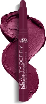 Beauty Berry Poppins Matte Lip Crayon Lipstick Enriched with Jojoba Oil & Vitamin E(04 - Maple Magenta, 3 g)