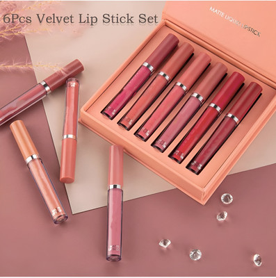 pink cheeks Matte Velvet Liquid Lipstick Set – Shade A – Pack of 6 Mini Lipsticks for Women(MULTICOLOR, 350 ml)