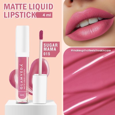 GLAMVEDA Matte Liquid Lipstick, 12Hr Stay, SmudgeProof & Waterproof(Sugar Mama - 015, 4 ml)