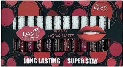 DA.VE Long Lasting Liquid Matte Lipstick,6 ml Set of 12 Smudge & Water Proof Lipsticks(Multicolor-P1, 72 ml)