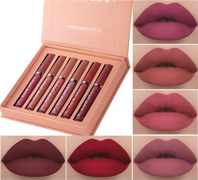 WAHIRA Long-Lasting Waterproof 6Pcs Matte Liquid Lipstick Makeup Set(MULTICOLOR, 3.5 ml)