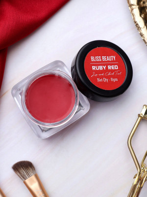 Bliss Beauty 3 in 1 Lip & Cheek Tint Long Lasting Matte Finish Lip(Ruby Red, 8 g)