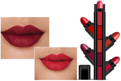Arcanuy 5 color full matte crayon water proof lipstick(MULTICOLOR, 6 g)