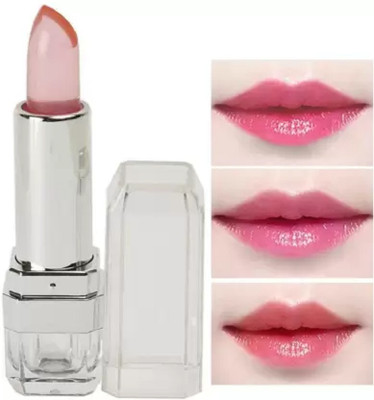 HUZURLU Crystal transparent color change jelly moisturizing and waterproof lipstick(pink, 3.6 g)