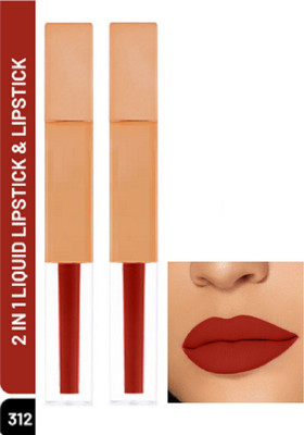 Luipui BEST MATTE CREAMY QUICK DRY, LONG STAY & HYDRATING LIPSTICK PACK OF 2(MATTE RED, 14 ml)