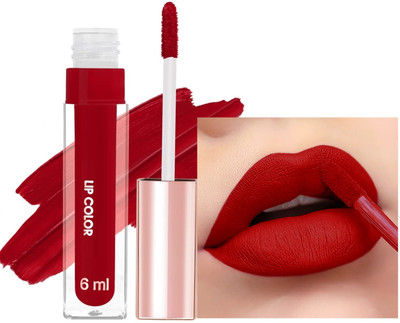 YAWI New Matte Liquid Lipstick Red Waterproof For Women(Deep Red, 6 ml)