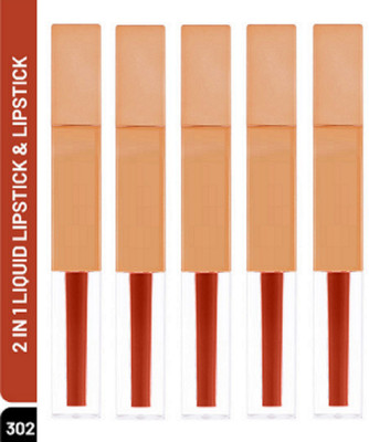 Luipui TRENDING LONG LASTING, WATERPROOF & QUICK DRY LIPSTICK FOR BOLD LOOK PACK OF 5(ROOF TERRACOTTA, 35 ml)