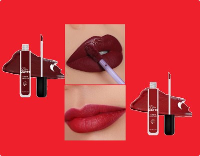 Sheny Long Lasting 24 Hours Matte Me Smooth Liquid Lipstick ( Maroon ,red) pack of-2 ,(red, maroon, 10 ml)