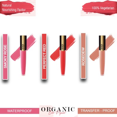 Juice Matte Lip Tint Combo L40 Shade No.: M-10, M-25, M-75(ROSEDEW M-75, PERFECT RED M-25, SMOKY ROSE M-10, 12 ml)