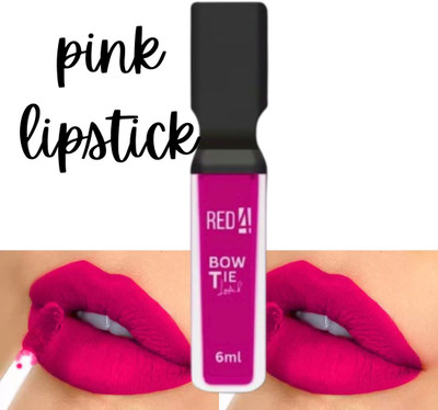 RED4 matte look bow tie pink lipstick pack of 1(black, 10 ml)