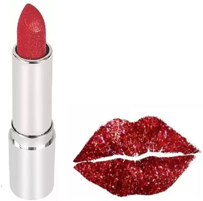 HUZURLU red Sparkly Metallic Glitter Lipstick long lasting.(RED, 3.6 g)