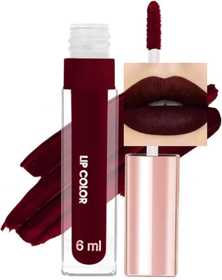MYEONG Matte Deep Maroon Color Liquid Lipstick Transferproof High Impact Lipstick(Deep Maroon, 6 ml)