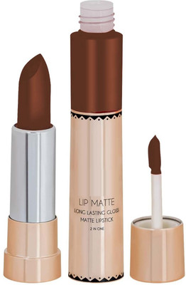 Latixmat MATTE FINISH LIQUID AND CRAYON 2 IN 1 LIPSTICK WATERPROOF(COFFEE, 8 g)