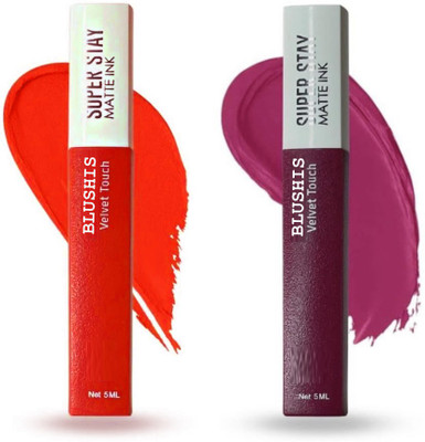 BLUSHIS Non Transfer Smudge Proof Longlasting Sensational Liquid Matte Lipstick(Red, Deep pink, 10 ml)