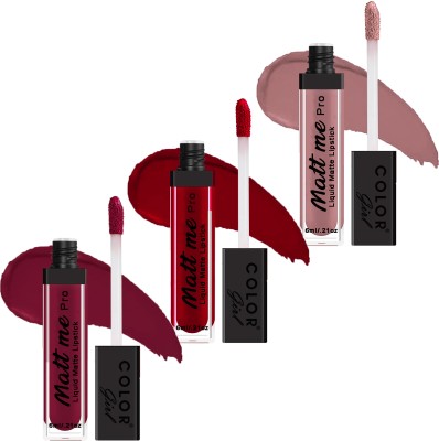 Color Girl Ultrasmooth Non Transfer Waterproof Long Lasting Liquid Lipstick Combo MMP3P196(Dark Maroon,Blood Red,Peach Mama, 18 ml)