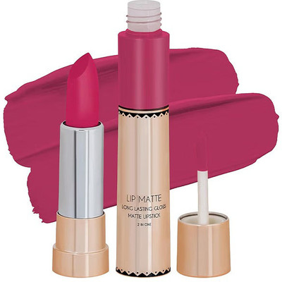Latixmat 2 In 1 Lipstick Matte Finish 2-in-1 Duo(Pink, 8 g)