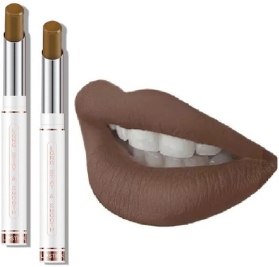 Latixmat Non Transfer Matte Waterproof Smudge Proof Long Lasting Matte Lipstick Combo(Clay Brown, 8 g)