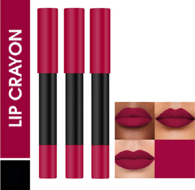Luipui BEST MATTE CREAMY QUICK DRY, LONG STAY & HYDRATING LIPSTICK PACK OF 3(PLUM PICK - 08, 12 ml)