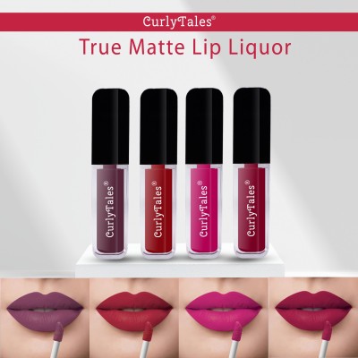 CurlyTales Never Ending Shades of Liquid Matte Lipstick Enriched With Vitamin-E Pack of 8(Light Purple,Red,Magenta,Cherry Red, 12 ml)