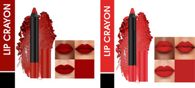 Luipui AWESOME QUICK DRY FORMULA & SMOOTH FINISH LIP CRAYON FOR MATTE LOOK PACK OF 2(THIRD DATE - 17, PINK UP - 13, 8 g)
