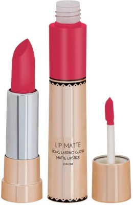 DARVING 2 IN 1 LIQUID MATTE WITH CRAYON LIPSTICK BEST LIPSTICK(coral, 8 ml)