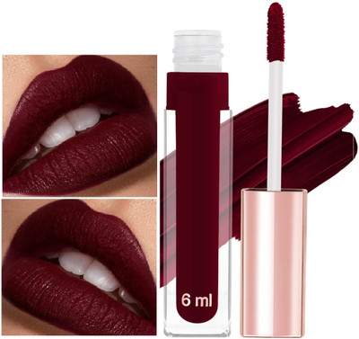 MYEONG Non Transfer Smudge Proof Longlasting Maroon Liquid Matte Lipstick(Rosewood, 6 ml)