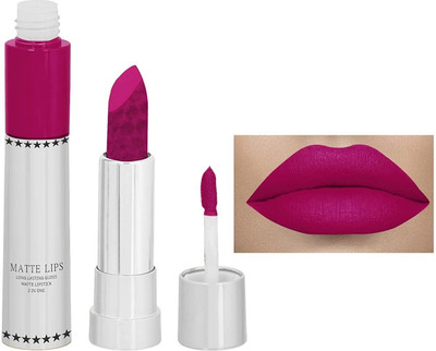 YAWI 2 In 1 Liquid Matte Waterproof & Smudgeproof Lipstick(MAGENTA, 8 g)