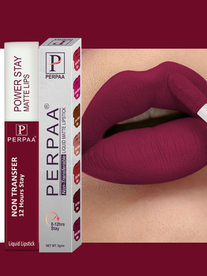 Perpaa Waterproof Liquid Matte Power Stay Lipstick - Super Stay (Upto12 Hrs Stay)(Deep Maroon, 5 ml)