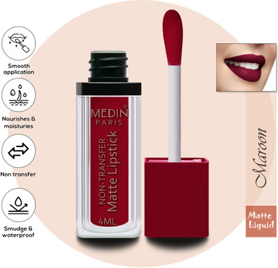 MEDIN Proffessional special matte Liquid lipstick set of 1 ((MAROON, 4 ml)