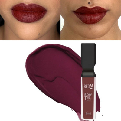 RED4 Waterproof Bowtie maroon lipstick pack of 1(Black, 10 ml)