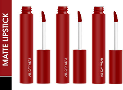 Luipui PREMIUM CREAMY NON-DRYING & SMUDGE PROOF MATTE LIPSTICK PACK OF 3(RED BOOTS, 36 ml)