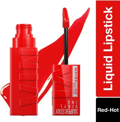 MAYBELLINE NEW YORK Liquid Lipstick, Enriched With Vitamin E & Aloe, SuperStay Vinyl Ink, Red Hot(RED HOT-25, 4.2 ml)
