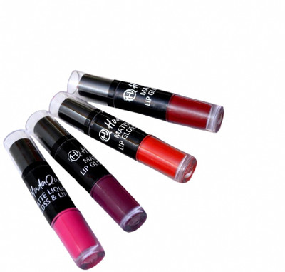 HUDAQUEEN 2 in 1 Lipstick Set of 4 Ultra Comfort Matte Stick and Liquid for All Day Wear(RED, MAROON, PURPLE, PINK, 32 ml)