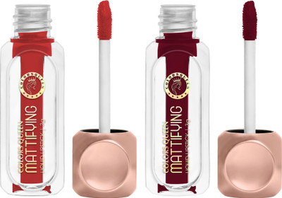 COLORS QUEEN Mattifying Long Lasting Non Transfer Liquid Matte Lipstick Combo Pack of 2(Garnet & Cranberry, 6 g)