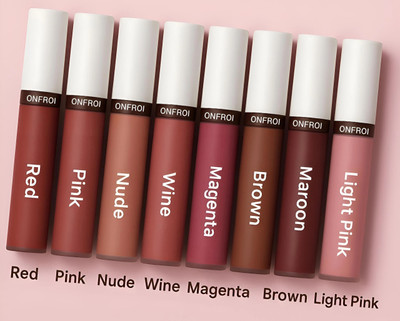 Onfroi Non Transfer Waterproof Super stay
matte ink bold lip color combo pack
of 8(Multicolor, 24 ml)