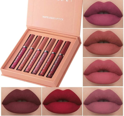 B inik Waterproof Matte Lipstick Set For Women, Pack of 6 Pcs Lipstick Combo(multicolour, 5 ml)