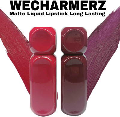 WECHARMERZ Long Lasting WaterProof Smudge Proof Lightweight Matte Lipstick Pack Of 2(Red,Maroon, 6 ml)