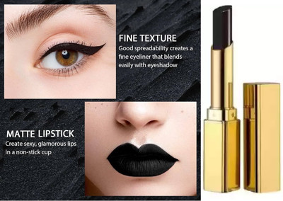 USBK MATTE FINISH BLACK LIPSTICK SMUDGE-PROOF(BLACK, 3.6 g)