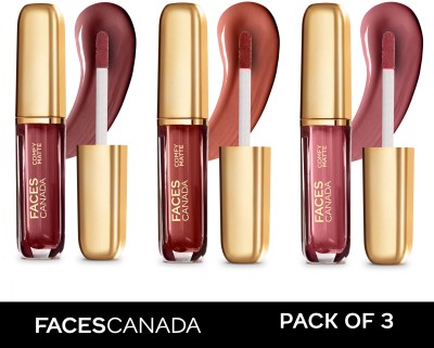 FACES CANADA Comfy Matte Liquid Lipstick|Pack of 3(Note To Self, For The Win, Just So You Know, 9 ml)