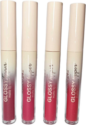 WECHARMERZ 4pcs Glossy Matte Lip Gloss Long Lasting & Waterproof Matte Lipstick(Red, 5 ml)