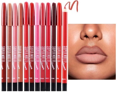 Luster Shine Creamy Matte Pencil Lipliner Set-12pcs(Multicolor)