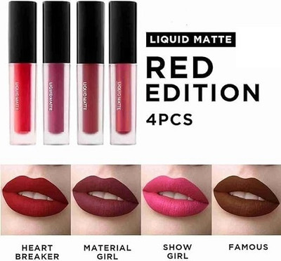 ILLUSKIN Best 4in1 New Red Edtion Multi-Shade Waterproof Long-Lasting Lipstick(Multicolour, 9 ml)