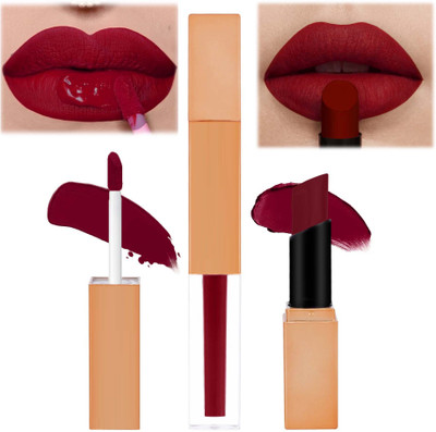GULGLOW99 2 IN 1 Matte Liquid Lipstick, Smudgeproof & Lasts For Women(RED BERRY, 7 ml)
