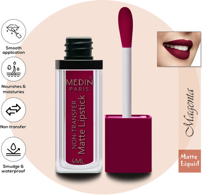 MEDIN Paris Proffessional special matte liqiuid lipstick set of 1(MAGENTA, 4 ml)