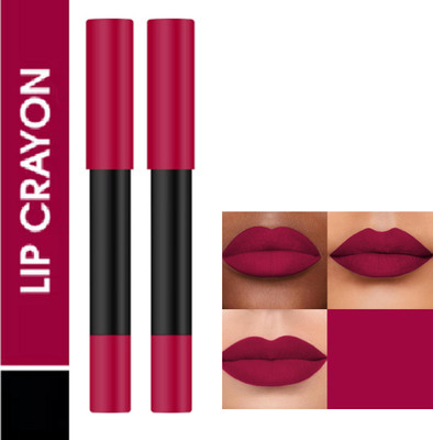 Luipui MATTE CRUSH SUPER STAY LONG LASTING, FULL COVERAGE LIP CRAYON PACK OF 2(PLUM PICK - 08, 8 g)
