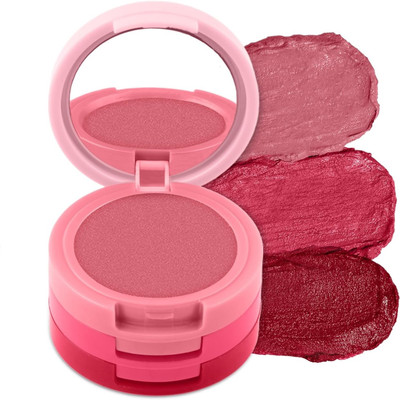 BLUEMERMAID 3in1 lip and cheek tint cream blush Pink, Peach, Red color matte blushe(MULTI COLOR, 4.8 g)